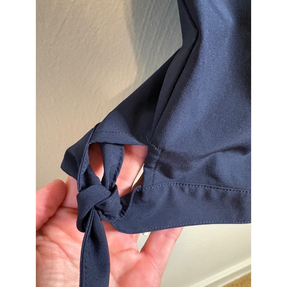 T by Talbots Crop Pants Womens XLP Navy Blue Tie Hem Elastic Waist Capris Active - Picture 5 of 10